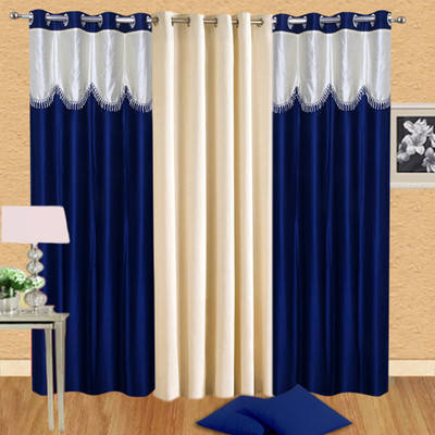 Handloomhub Polyester Multicolor Solid Tab Top Curtain