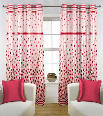 40% OFF on Kings Polycotton Maroon Floral Eyelet Curtain