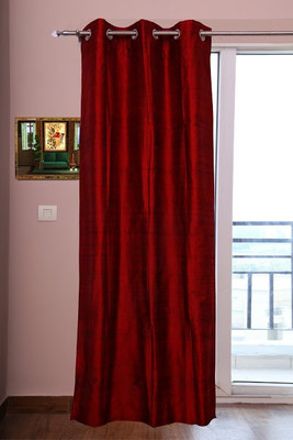 ZappyCart Silk Maroon Solid Eyelet Curtain