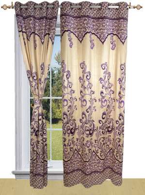 50% OFF on Shandar Polyester Purple Floral Eyelet Curtain