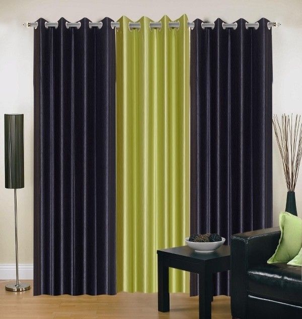 56% OFF on IWS Polyester Black, Green Solid Eyelet Curtain