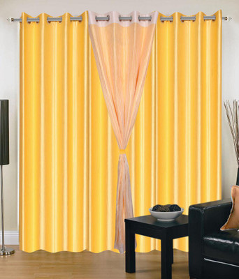 57% OFF on HomeZaara Polyester Multicolor Floral Ring Rod Curtain