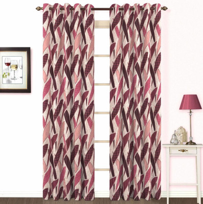 10% OFF on Skipper Polyester, Viscose, Blends Pink Geometric Eyelet Curtain