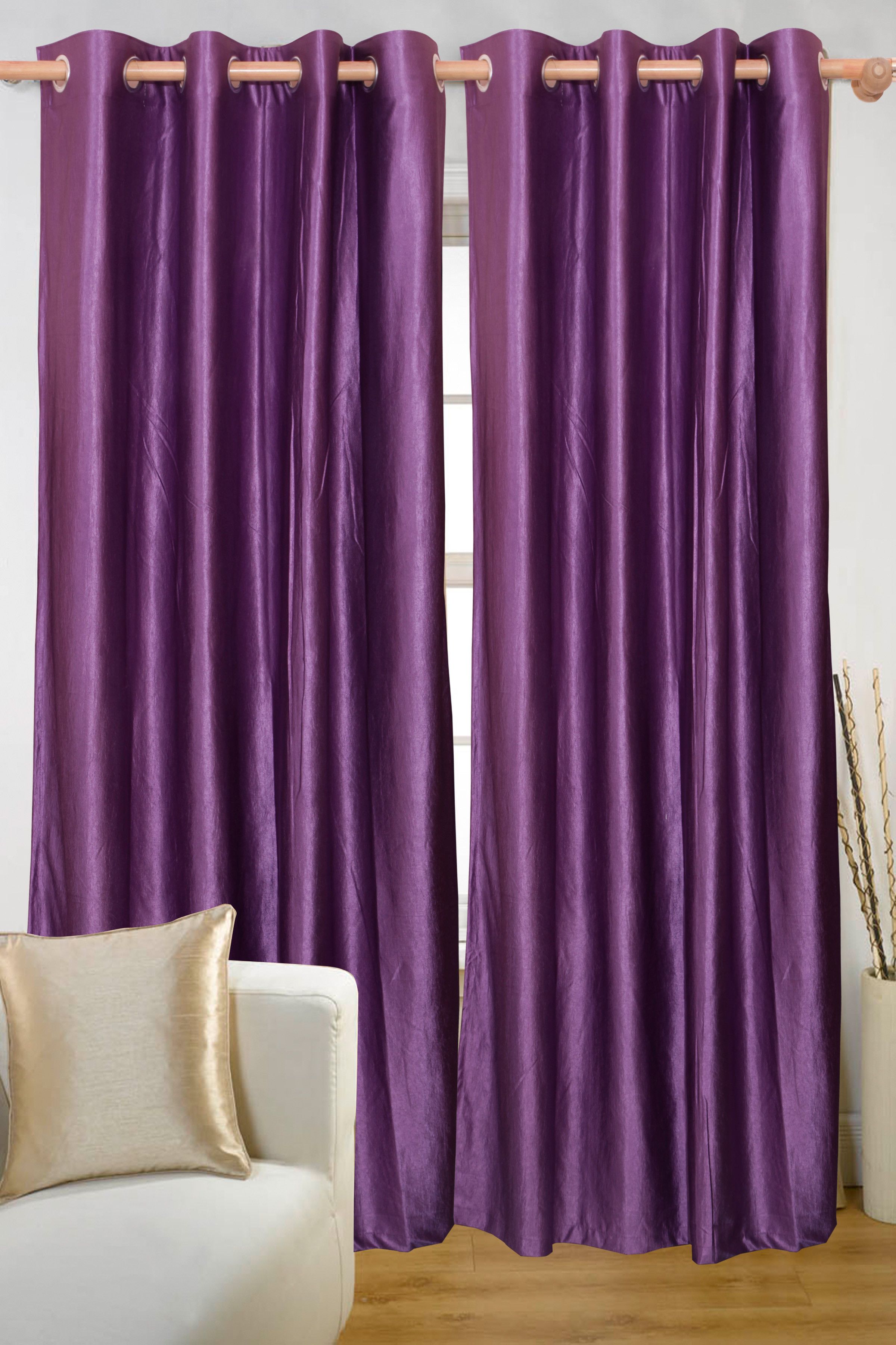 65% OFF on Vrinda Polyester Purple Solid Eyelet Curtain