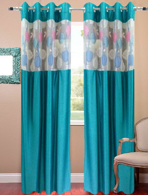 56% OFF on Homefab India Polyester Blue Floral Eyelet Curtain