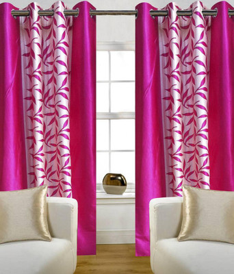 64% OFF on Kabir Polyester Pink Printed Eyelet Curtain