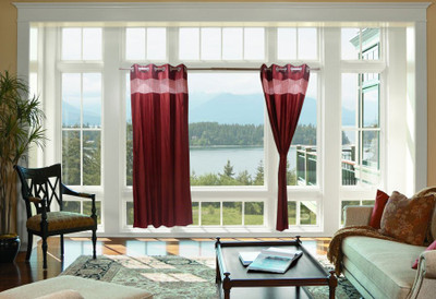 51% OFF on Furnishing Centre Polyester Maroon Striped Eyelet Curtain