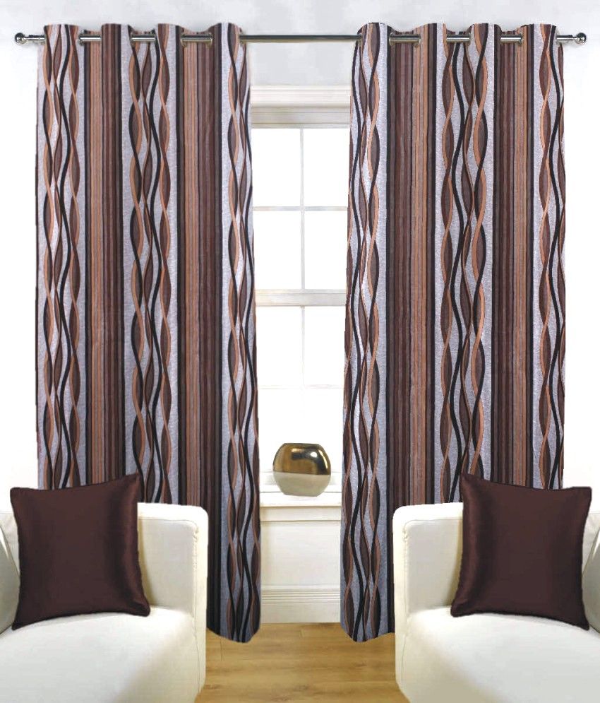 5% OFF on Fabutex Polyester Brown Graphic Eyelet Curtain