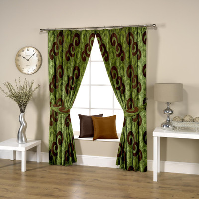 56% OFF on Threadmix Polyester Green Abstract Eyelet Curtain