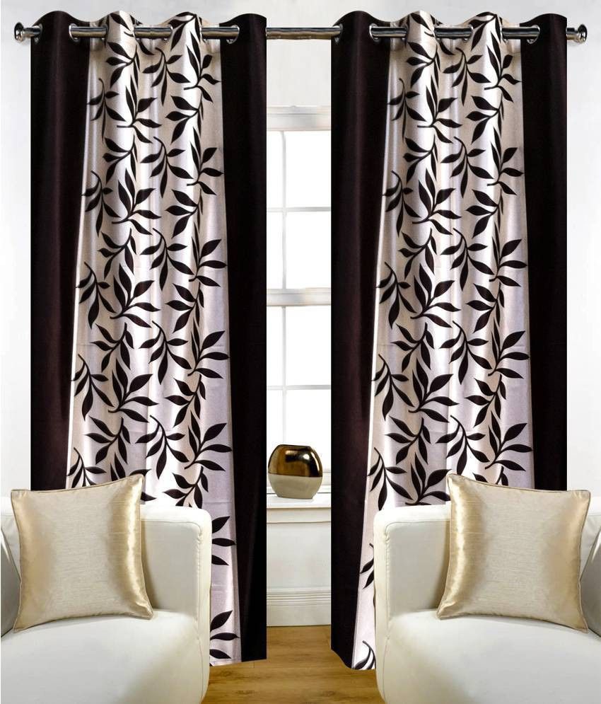 28% OFF on Handloomhub Polyester Brown Floral Eyelet Curtain