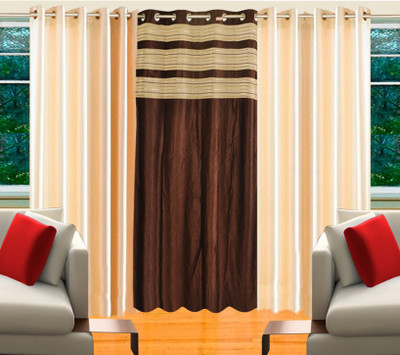 68% OFF on K-Star Polyester Brown, Beige Solid Eyelet Curtain