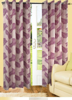 45% OFF on Optimistic Home Furnishing Polyester Purple Self Design Tab Top Curtain
