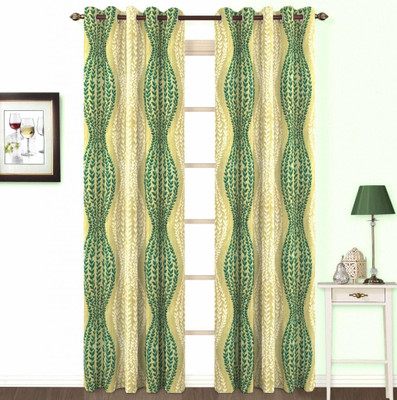 Skipper Polyester Green Geometric Eyelet Curtain Skipper Polyester Green Geometric Eyelet Curtain