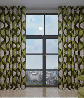 65% OFF on Home Beauty Polyester Green Printed Eyelet Curtain