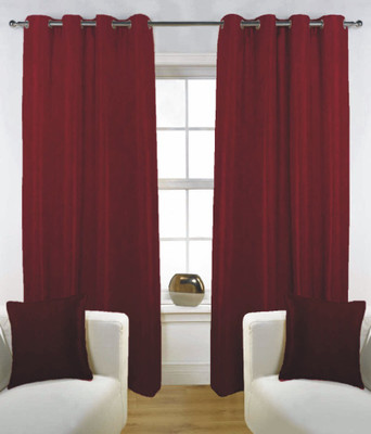 58% OFF on Fabutex Polyester Maroon Solid Eyelet Curtain