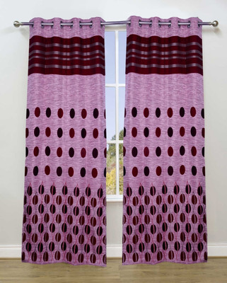 51% OFF on Fresh From Loom Polycotton Red Self Design Eyelet Curtain