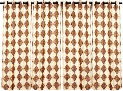 75% OFF on Zikrak Exim Polyester Brown Geometric Eyelet Curtain
