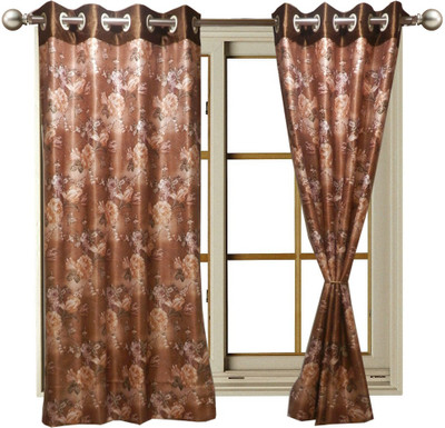 60% OFF on Furnishing Centre Polycotton Brown Floral Eyelet Curtain