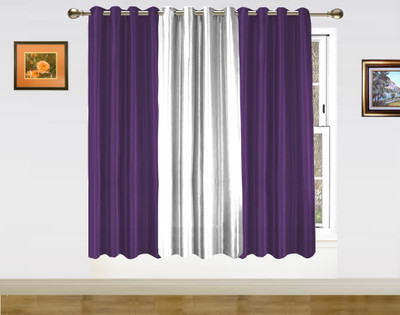 59% OFF on Dekor World Polyester Silver, Purple Abstract Eyelet Curtain