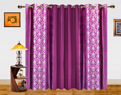 59% OFF on Dekor World Polyester Purple Damask Eyelet Curtain