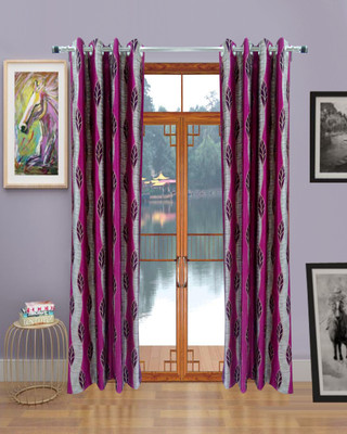 66% OFF on Homefab India Polyester Pink Geometric Eyelet Curtain