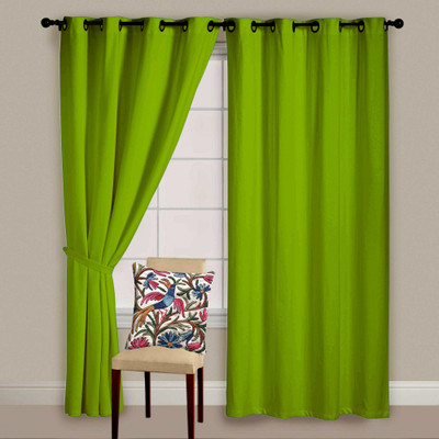 50% OFF on StyleNcomfort Green Self Design Eyelet Curtain