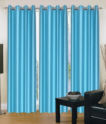 59% OFF on Hargunz Polycotton Light Blue Abstract Eyelet Curtain
