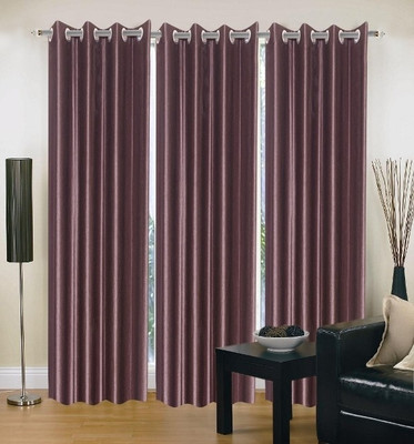 66% OFF on IWS Polyester Brown Solid Eyelet Curtain