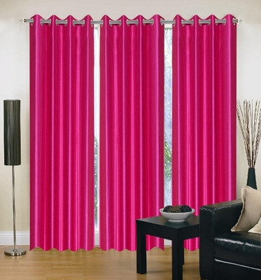 56% OFF on IWS Polyester Pink Striped Eyelet Curtain
