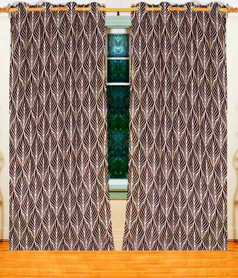 71% OFF on Home Candy Polyester Brown Geometric Ring Rod Curtain