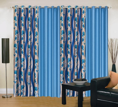 34% OFF on IWS Polyester Blue Printed Eyelet Curtain