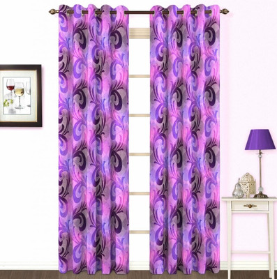 Skipper Polyester Purple Embroidered Eyelet Curtain