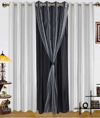 51% OFF on IWS Polyester Multicolor Damask Ring Rod Curtain