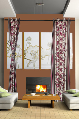 50% OFF on Vrinda Polyester Multicolor Self Design Tab Top Curtain