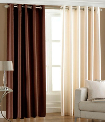 31% OFF on Hargunz Polyester Brown, Beige Printed Eyelet Curtain