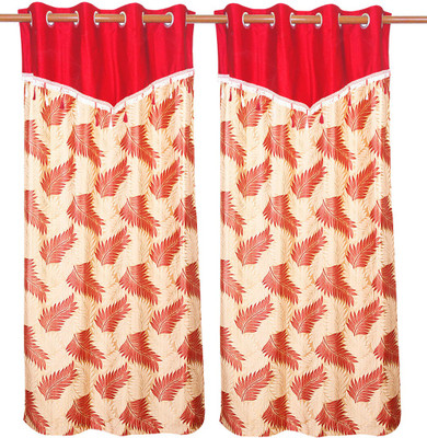 65% OFF on Zikrak Exim Polyester Orange Abstract Eyelet Curtain