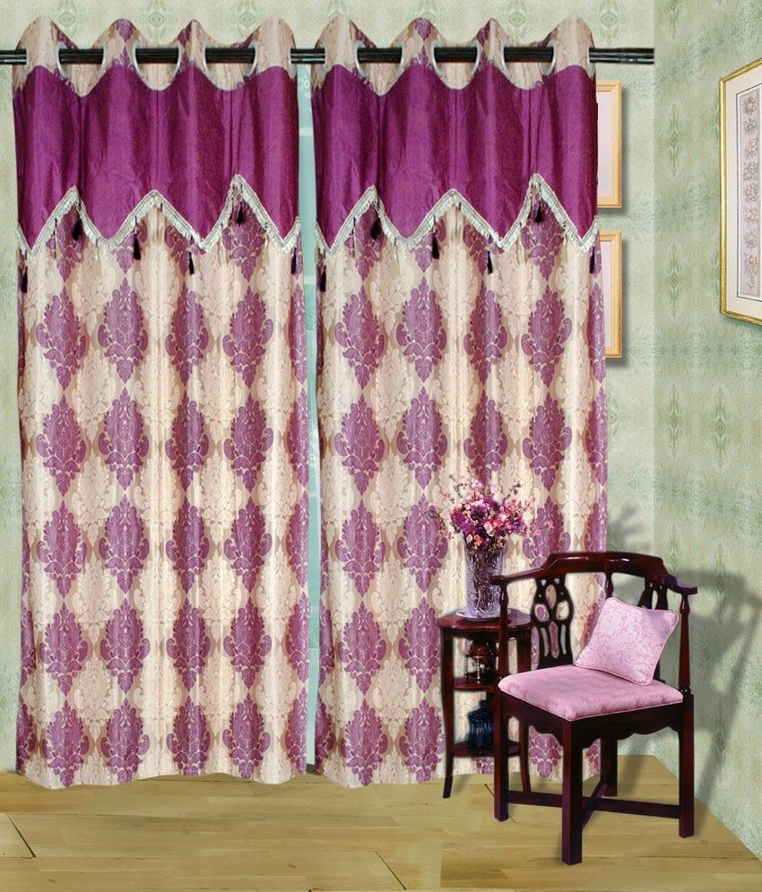 50% OFF on Madhav Product Polyester Purple Floral Eyelet Curtain