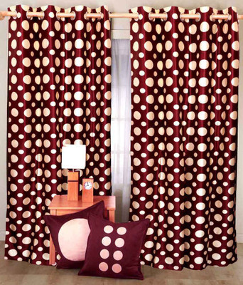50% OFF on Madhav Product Polyester Maroon Floral Eyelet Curtain