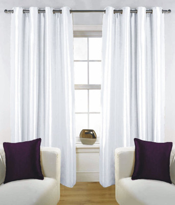 44% OFF on Fabutex Polyester White Solid Eyelet Curtain