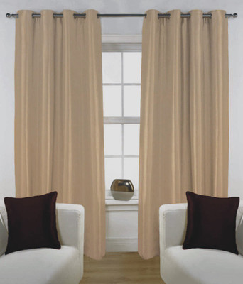 45% OFF on Fabutex Polyester Brown Solid Eyelet Curtain