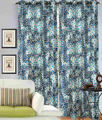 40% OFF on Madhav Product Polyester Blue Floral Eyelet Curtain