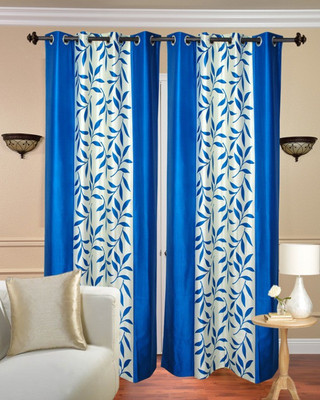 33% OFF on Fresh From Loom Polycotton Blue Abstract Eyelet Curtain