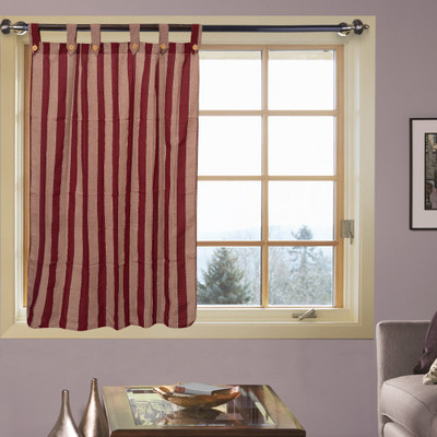 71% OFF on Kings Polycotton Maroon Striped Eyelet Curtain