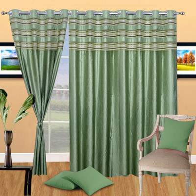 Handloomhub Polyester Green Solid Eyelet Curtain Handloomhub Polyester Green Solid Eyelet Curtain