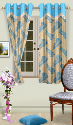 50% OFF on Cortina Polyester Blue Self Design Eyelet Curtain