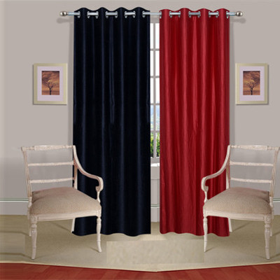35% OFF on Handloomdaddy Polyester Black, Maroon Solid Eyelet Curtain