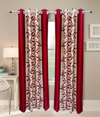 66% OFF on Handloomhub Polyester Red Floral Ring Rod Curtain 66% OFF on Handloomhub Polyester Red Floral Ring Rod Curtain