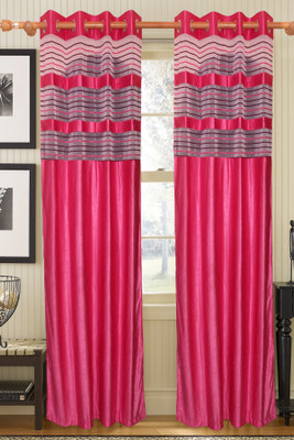 47% OFF on Vrinda Polyester Pink Printed Eyelet Curtain