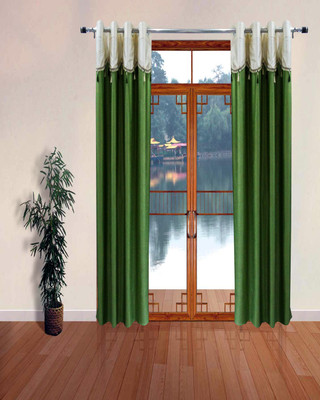 61% OFF on Homefab India Polyester Green Solid Eyelet Curtain