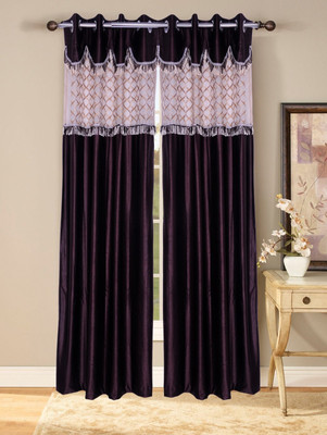 27% OFF on Fresh From Loom Polycotton Brown Solid Eyelet Curtain
